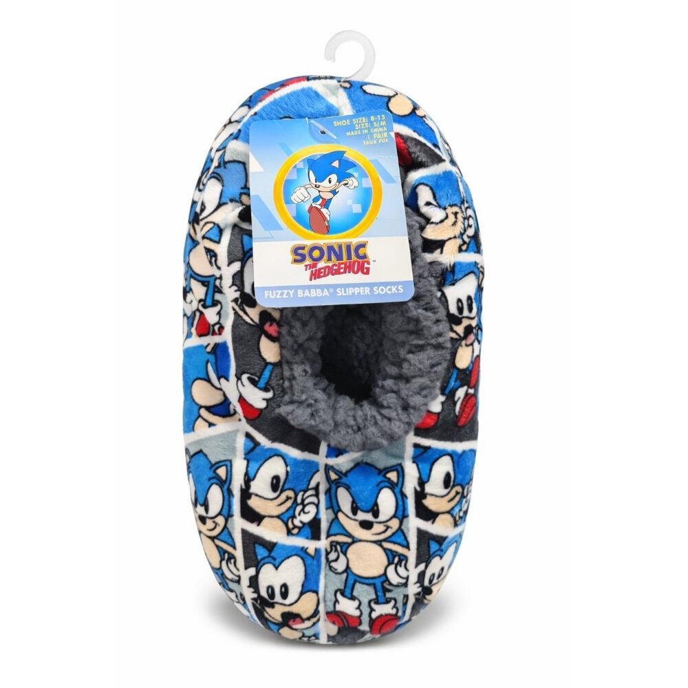 Sonic the Hedgehog Fuzzy Babba Slipper‎ Socks Kids S/M Non Slip